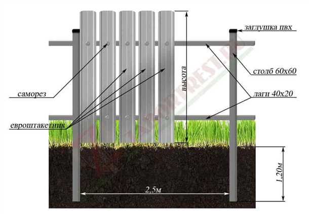 Заборы из металлического штакетника особенности и технология установки